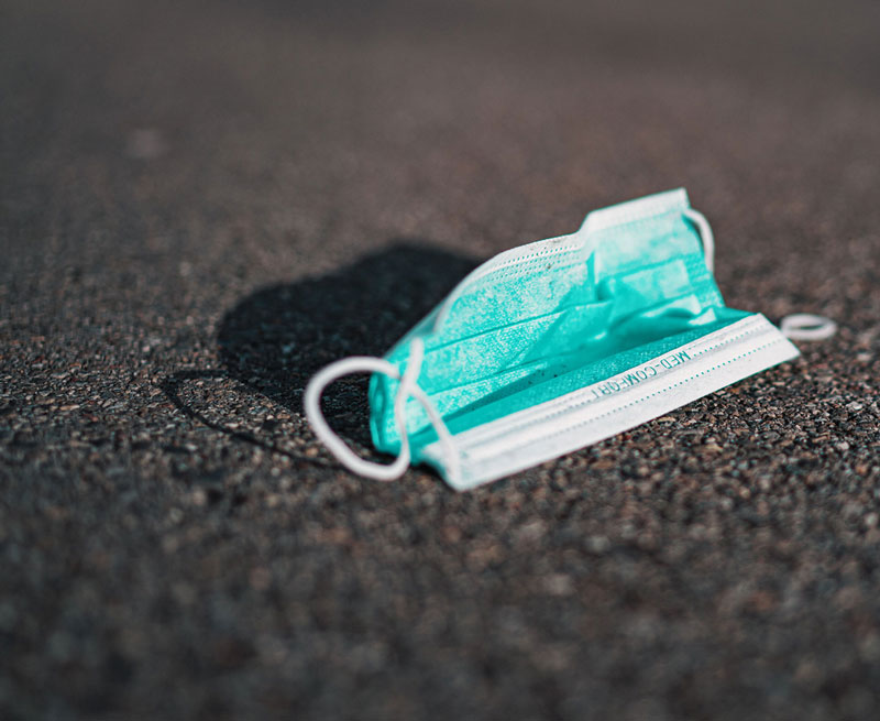 Discarded face mask during COVID-19