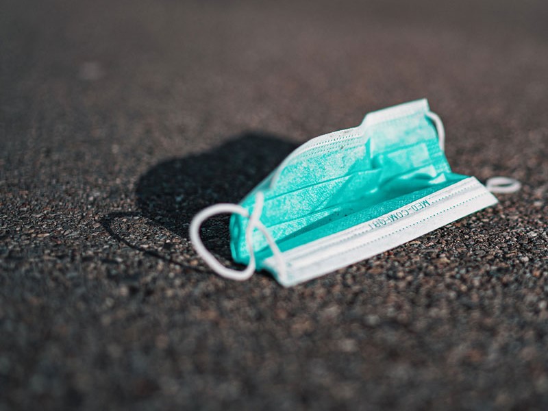 Discarded face mask during COVID-19 pandemic